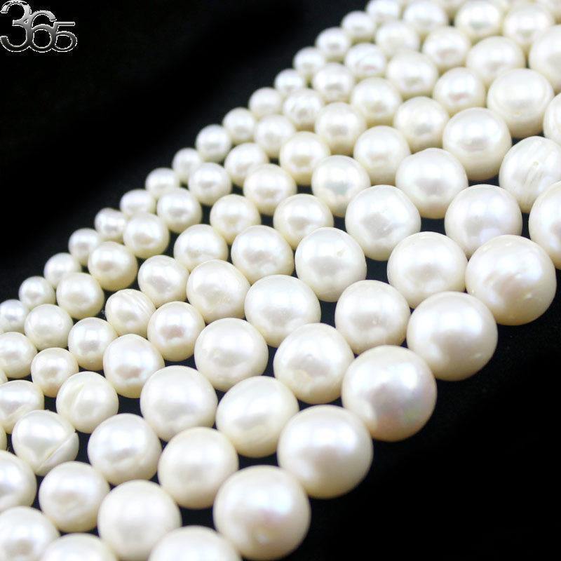 Planet Gates High Grade 4mm 6mm 8mm 9mm 10mm 11mm 12mm Natural Round White Freshwater Pearl Beads Strand 15"