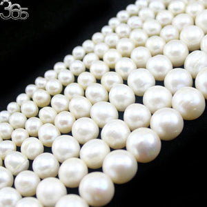 Planet Gates High Grade 4mm 6mm 8mm 9mm 10mm 11mm 12mm Natural Round White Freshwater Pearl Beads Strand 15"