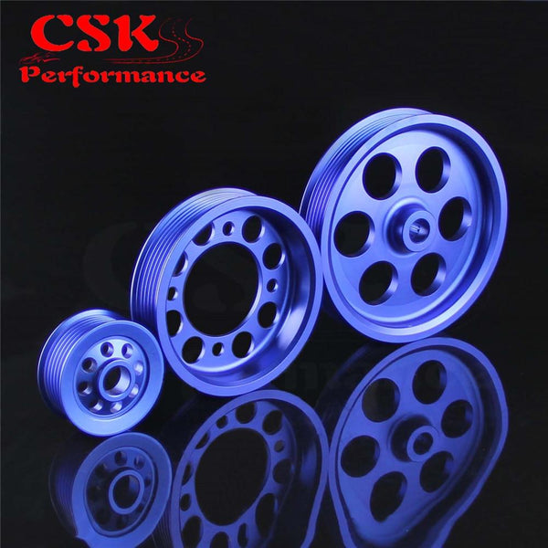 Planet Gates High Performance Light-weight Crank Pulley Fits For Toyota JZA80 V6 3.0 Blue/Red