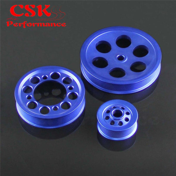 Planet Gates High Performance Light-weight Crank Pulley Fits For Toyota JZA80 V6 3.0 Blue/Red