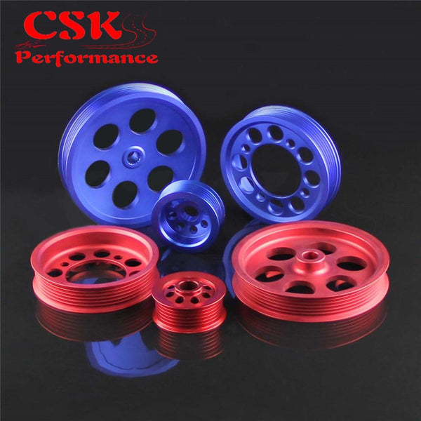 Planet Gates High Performance Light-weight Crank Pulley Fits For Toyota JZA80 V6 3.0 Blue/Red