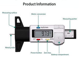 High-Precision Digital Tread Depth Gauge Tire Pressure Wear Detection Meter Measurer For Cars Trucks Tools Electronic Caliper