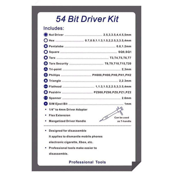 Planet Gates High Quality 54 Bit Driver Kit 57 In 1 Precision torx Screwdriver Set Repair Tool Hand Tools for Phone 4s/5s iPad Pc