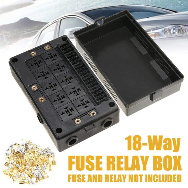 High Quality Automotive Marine 18 Way Blade Fuse Holder with10 Way Relay Socket Box Block Dust-proof Fuse Relay Holder