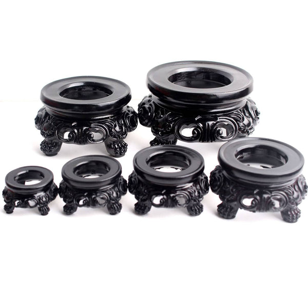 Planet Gates High Quality Black Resin Pedestal Crystal Sphere Base Support Caved Foundation Ball Holding