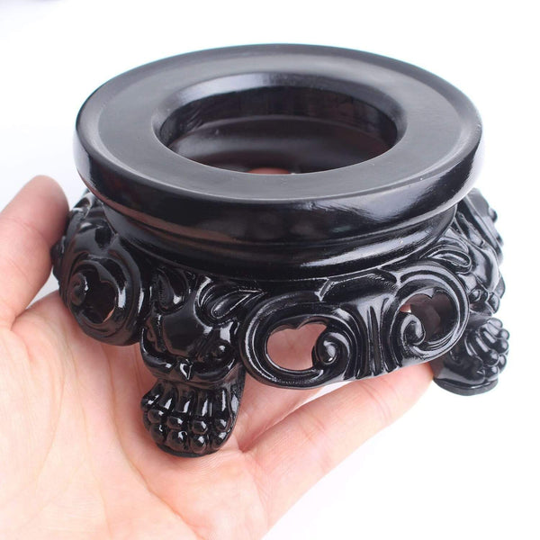 Planet Gates High Quality Black Resin Pedestal Crystal Sphere Base Support Caved Foundation Ball Holding