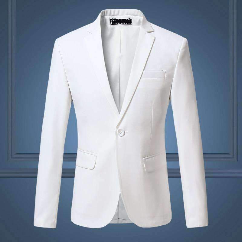 Planet Gates High Quality Gentleman Men Slim Casual White Suit , Large Size Brands Men's business Casual Flow of Pure Color Blazers Men