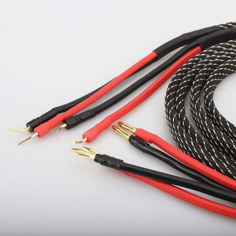 Planet Gates High Quality Pair Pure copper loudspeaker cable HIFI Banana plug to pin plug speaker cable Center Audio Speaker cable