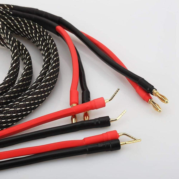 Planet Gates High Quality Pair Pure copper loudspeaker cable HIFI Banana plug to pin plug speaker cable Center Audio Speaker cable