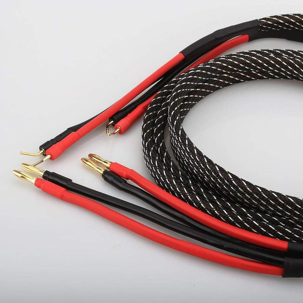 Planet Gates High Quality Pair Pure copper loudspeaker cable HIFI Banana plug to pin plug speaker cable Center Audio Speaker cable