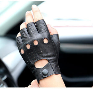 Planet Gates High-Quality Semi-Finger Genuine Leather Gloves Men'S Thin Section Driving Fingerless Sheepskin Gloves