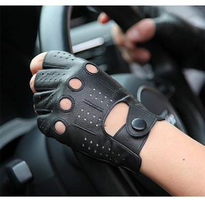 Planet Gates High-Quality Semi-Finger Genuine Leather Gloves Men'S Thin Section Driving Fingerless Sheepskin Gloves