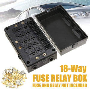 High Quality Universal Automotive Marine 18 Way Blade Fuse Holder+10 Way Relay Socket Box Block with Terminal