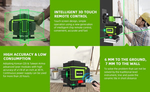 Planet Gates HILDA Laser Level 12 Lines 3D Level Self-Leveling 360 Horizontal And Vertical Cross Super Powerful Green Laser Level