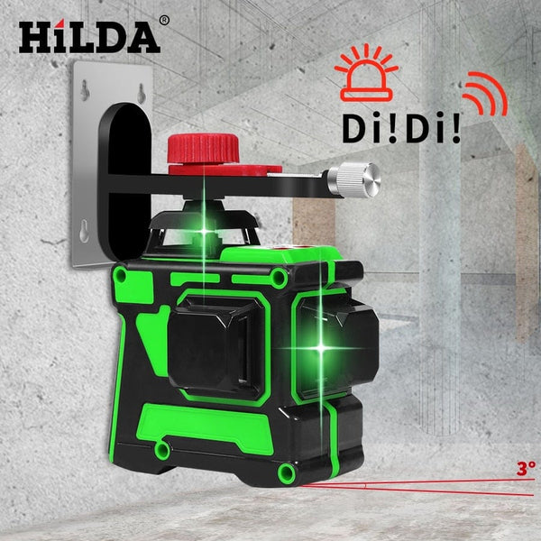 Planet Gates HILDA Laser Level 12 Lines 3D Level Self-Leveling 360 Horizontal And Vertical Cross Super Powerful Green Laser Level