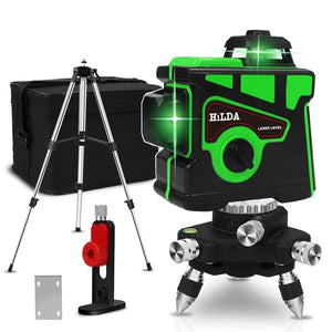 Planet Gates HILDA Laser Level 12 Lines 3D Level Self-Leveling 360 Horizontal And Vertical Cross Super Powerful Green Laser Level