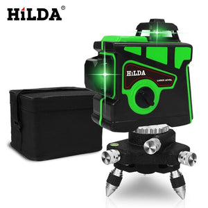 Planet Gates HILDA Laser Level 12 Lines 3D Level Self-Leveling 360 Horizontal And Vertical Cross Super Powerful Green Laser Level