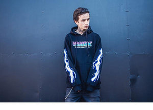 Planet Gates Hip Hop Men Hoodie Sweatshirt Cool Lightning 3D Print Harajuku Hoodie Streetwear Casual Black