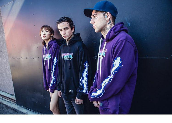 Planet Gates Hip Hop Men Hoodie Sweatshirt Cool Lightning 3D Print Harajuku Hoodie Streetwear Casual Black