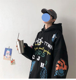 Planet Gates Hip Hop Streetwear Men's sweatshirt Casual Loose Oversize Hoodies Men Fashion Personality Printed Hoodie