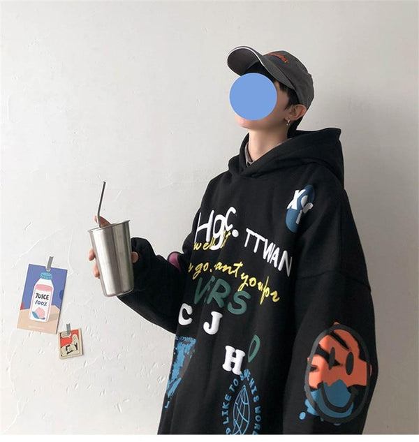 Planet Gates Hip Hop Streetwear Men's sweatshirt Casual Loose Oversize Hoodies Men Fashion Personality Printed Hoodie