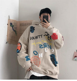 Planet Gates Hip Hop Streetwear Men's sweatshirt Casual Loose Oversize Hoodies Men Fashion Personality Printed Hoodie