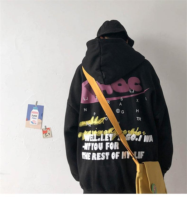 Planet Gates Hip Hop Streetwear Men's sweatshirt Casual Loose Oversize Hoodies Men Fashion Personality Printed Hoodie