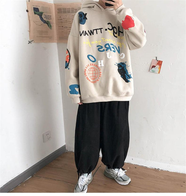 Planet Gates Hip Hop Streetwear Men's sweatshirt Casual Loose Oversize Hoodies Men Fashion Personality Printed Hoodie