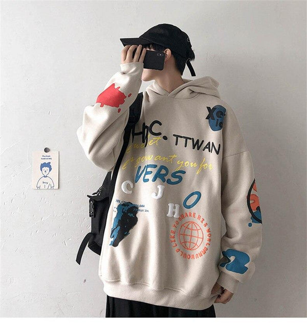 Planet Gates Hip Hop Streetwear Men's sweatshirt Casual Loose Oversize Hoodies Men Fashion Personality Printed Hoodie
