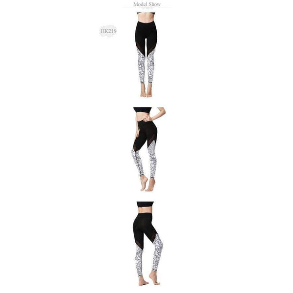 Planet Gates HK219 / L Fitness Women Print Yoga Pants Elastic Waist Soft Mesh Running Workout Quick Dry Breathable Outdoor Sport Leggings