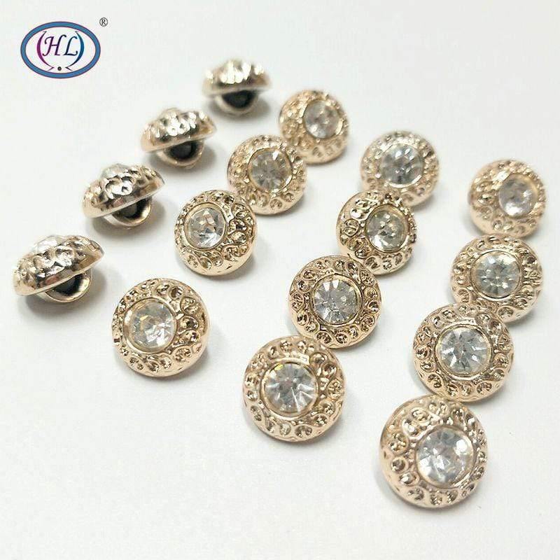 Planet Gates HL 30/50PCS/150PCS 11MM New Plating Buttons With Rhinestones Shank DIY Apparel Sewing Accessories Shirt