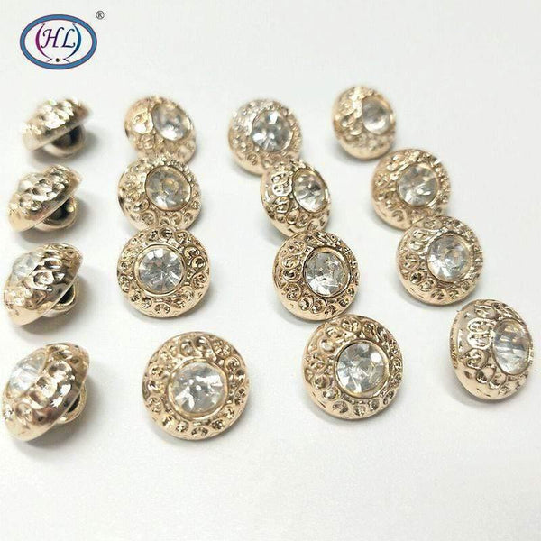Planet Gates HL 30/50PCS/150PCS 11MM New Plating Buttons With Rhinestones Shank DIY Apparel Sewing Accessories Shirt