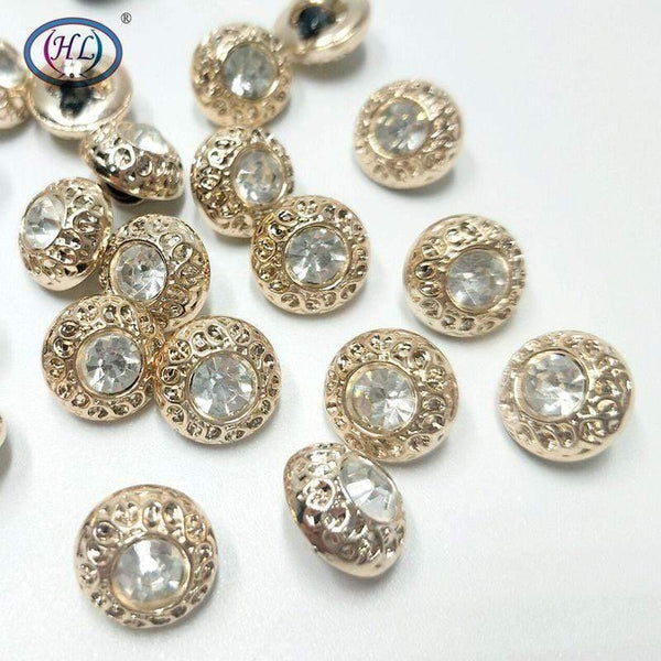 Planet Gates HL 30/50PCS/150PCS 11MM New Plating Buttons With Rhinestones Shank DIY Apparel Sewing Accessories Shirt