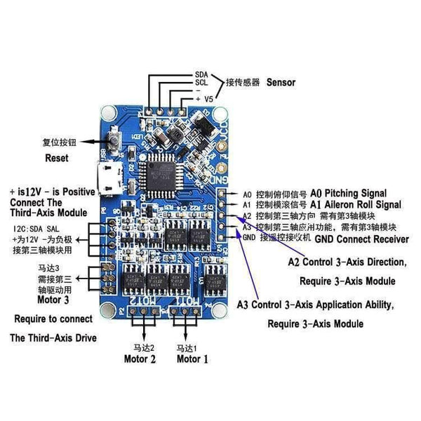 Planet Gates HMBGC V2.0 3-axle Gimbal Controller Control Plate Board + Module with Sensor for DIY FPV Quadcopter Drone
