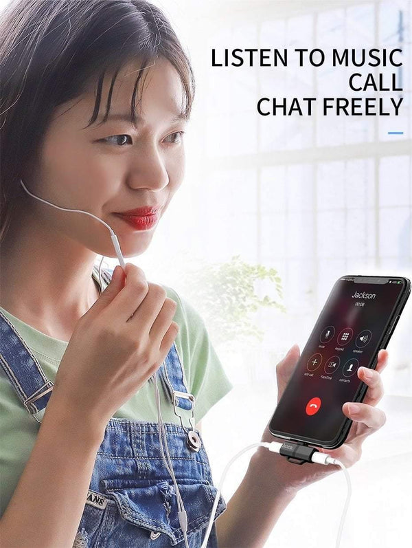 Planet Gates HOCO for Lightning Converter 2 in 1 Convert to 3.5mm Jack Audio Adapter + for Lightning For iPhone 7 8 Plus X XR XS MAX Earphone