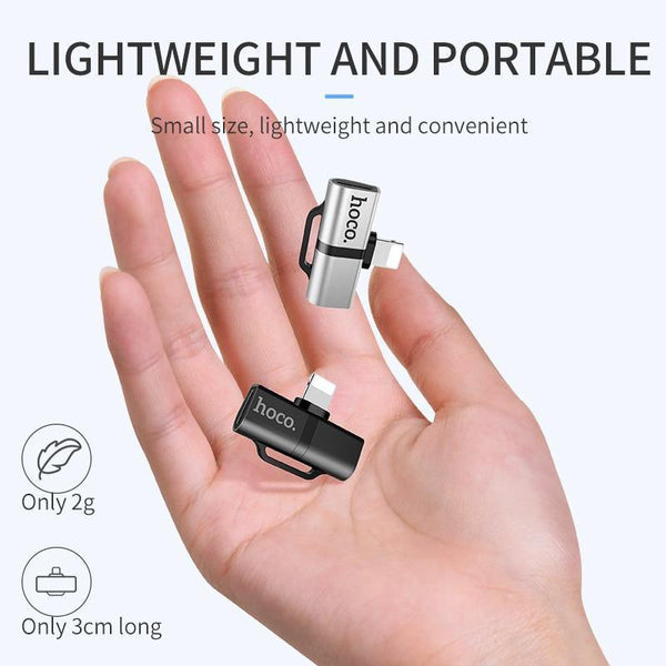 Planet Gates HOCO for Lightning Converter 2 in 1 Convert to 3.5mm Jack Audio Adapter + for Lightning For iPhone 7 8 Plus X XR XS MAX Earphone