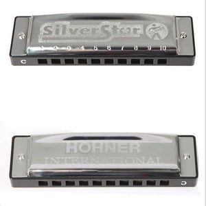 Planet Gates Hohner Harmonica Silver Star 10 Holes Gaita Diatonic key C Blues Jazz band mouth organ Instrumentos musicais harp
