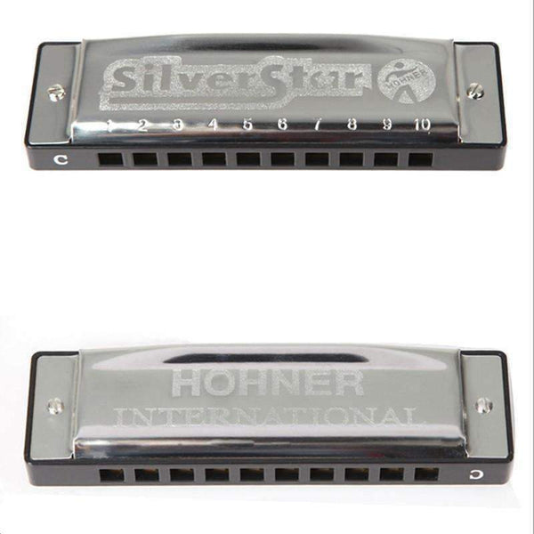 Planet Gates Hohner Harmonica Silver Star 10 Holes Gaita Diatonic key C Blues Jazz band mouth organ Instrumentos musicais harp