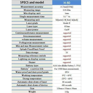Planet Gates HoldPEAK HP-80 80M Laser Rangefinder Digital Laser Distance Meter battery-powered laser range finder tape distance measurer