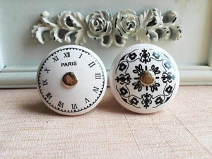 Hole Ceramic Handle Digital Clock French European Pattern Retro Furniture Drawer Chest Of Drawers