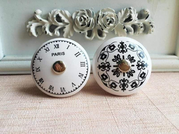 Hole Ceramic Handle Digital Clock French European Pattern Retro Furniture Drawer Chest Of Drawers
