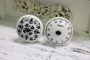 Hole Ceramic Handle Digital Clock French European Pattern Retro Furniture Drawer Chest Of Drawers
