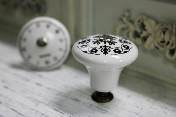 Hole Ceramic Handle Digital Clock French European Pattern Retro Furniture Drawer Chest Of Drawers