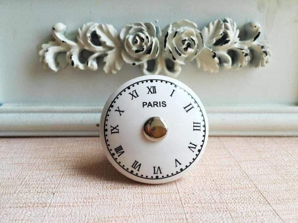 Hole Ceramic Handle Digital Clock French European Pattern Retro Furniture Drawer Chest Of Drawers
