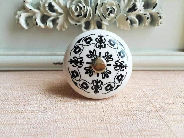 Hole Ceramic Handle Digital Clock French European Pattern Retro Furniture Drawer Chest Of Drawers
