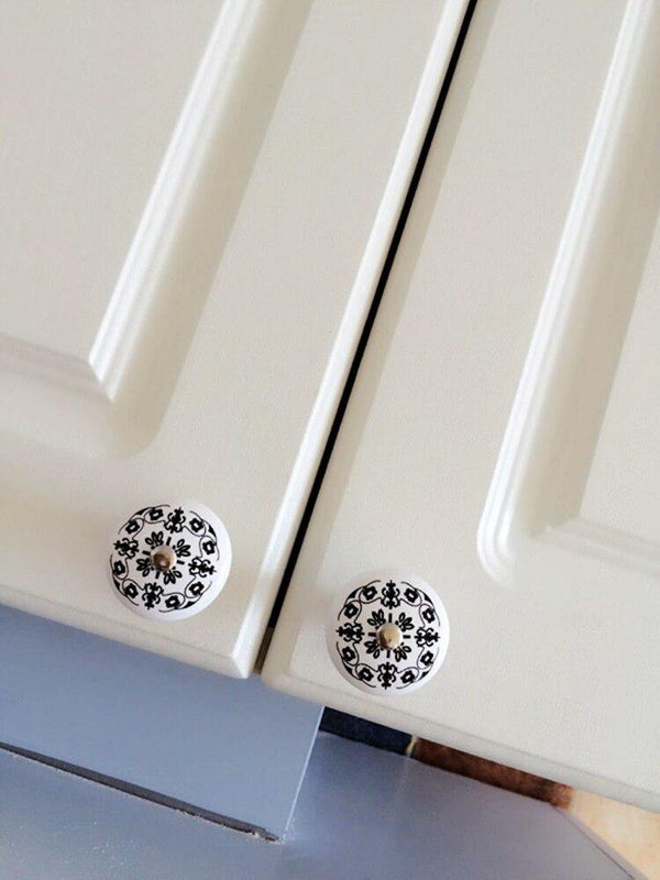 Hole Ceramic Handle Digital Clock French European Pattern Retro Furniture Drawer Chest Of Drawers