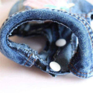 Planet Gates hole design / L Embroidered Pet Clothes Hole Cowboy Jean Clothes for Small Dogs Autumn Chihuahua Dog Jacket Factory Direct Sale Dog Vests