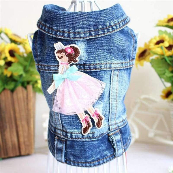 Planet Gates hole design / L Embroidered Pet Clothes Hole Cowboy Jean Clothes for Small Dogs Autumn Chihuahua Dog Jacket Factory Direct Sale Dog Vests