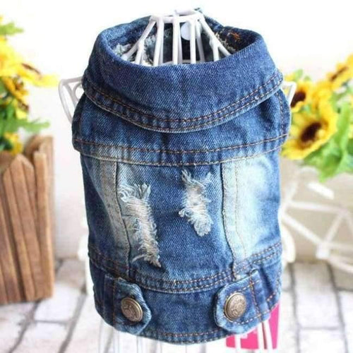 Planet Gates hole design / L Embroidered Pet Clothes Hole Cowboy Jean Clothes for Small Dogs Autumn Chihuahua Dog Jacket Factory Direct Sale Dog Vests