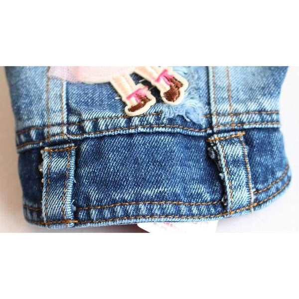 Planet Gates hole design / L Embroidered Pet Clothes Hole Cowboy Jean Clothes for Small Dogs Autumn Chihuahua Dog Jacket Factory Direct Sale Dog Vests